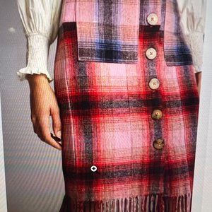 Maeve by Anthropologie Plaid Skirt w/Fringe
